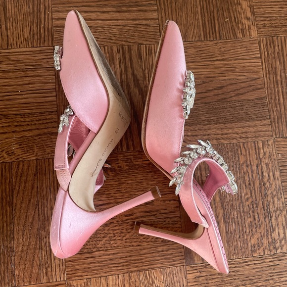 Manolo blahnik lurum 90 crystal embellished satin mules heels - Picture 11 of 11